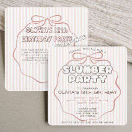 コケット弓スランバーピンクパーティー誕生日 招待状