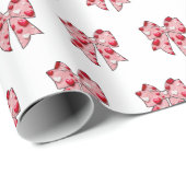 コケット弓パターンピンク&ホワイトバレンタインデー ラッピングペーパー (ロールコーナー)