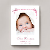 コケット弓フォトコラージュベビーガール誕生 案内状