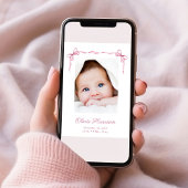 コケット弓フォトコラージュベビーガール誕生 案内状