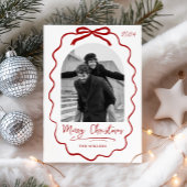 コケット弓ホリデーフォトカード、メリークリスマス シーズンカード