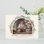 コケット弓メリークリスマスフォトパーソナライズされたー シーズンカード (スタンド正面)