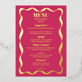 コケット弓レトロ結婚のフォイル実在メニューカード 箔招待状 (正面)