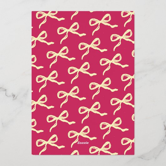 コケット弓レトロ結婚のフォイル実在メニューカード 箔招待状 (裏面)