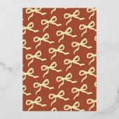 コケット弓レトロ結婚の写真デートを保存 箔招待状 (裏面)