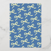 コケット弓レトロ結婚の写真デートを保存 箔招待状 (裏面)