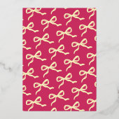 コケット弓レトロ結婚の写真デートを保存 箔招待状 (裏面)