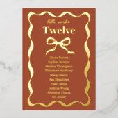 コケット弓レトロ結婚の座席図フォイルカード 箔招待状 (正面)