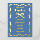 コケット弓レトロ結婚の座席図フォイルカード 箔招待状 (正面)