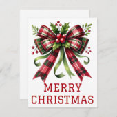 コケット弓及びリボンクリスマスカード シーズンカード (正面/裏面)
