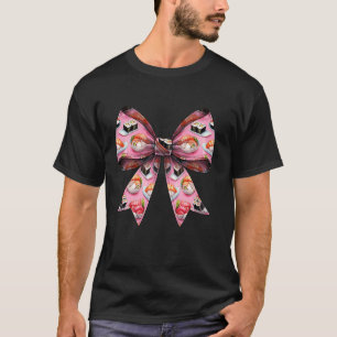 コケット弓寿司日本のフードパターンピンクリブ Tシャツ