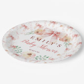 コケット弓花模様ベビーシャワー ペーパープレート (アングル)