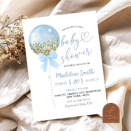 コケット弓青バルーンベビーシャワー 招待状