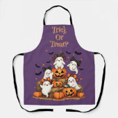 コケット弓&カボチャの可愛いハロウィーン幽霊 エプロン (正面)