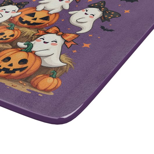 コケット弓&カボチャの可愛いハロウィーン幽霊 カッティングボード (角)