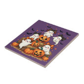 コケット弓&カボチャの可愛いハロウィーン幽霊 タイル (側面)