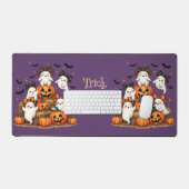 コケット弓&カボチャの可愛いハロウィーン幽霊 デスクマット (キーボード&マウス)