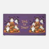 コケット弓&カボチャの可愛いハロウィーン幽霊 デスクマット (正面)