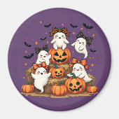 コケット弓&カボチャの可愛いハロウィーン幽霊 マグネット (正面)