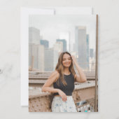 コケット弓&ストライプズブルー卒業パーティー写真 招待状 (裏面)