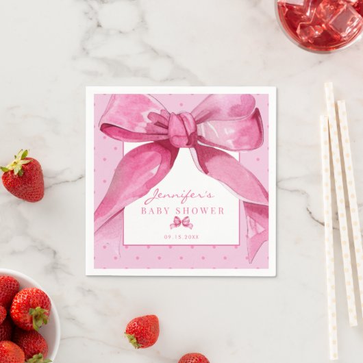 コケット弓 |ピンクのベビーガールシャワー スタンダードカクテルナプキン (インサイチュ)