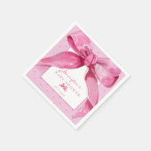 コケット弓 |ピンクのベビーガールシャワー スタンダードカクテルナプキン (角)