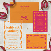 コケット曲線リボンレトロ結婚ズ アクリル招待状