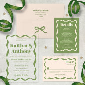 コケット曲線リボンレトロ結婚ズ アクリル招待状