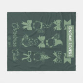 コケット格言愛好家クリスマスクラブ – セージ | ヘビーホワイト フリースブランケット (正面(横))