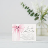 コケット水カラーピンクボウのベビーシャワー用ブック 名刺 (スタンド正面)