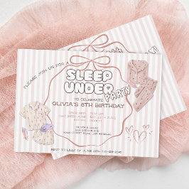 コケット睡眠下のパーティーピンクストライプの誕生日 招待状