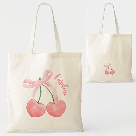 コケット美学さくらんぼ&ピンクボウかわいいガーリー トートバッグ