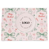 コケット美学カスタムビジネスロゴクリスマス ラージペーパーバッグ (正面)