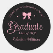 コケット美学ピンクボウ卒業ありがとう ラウンドシール (正面)