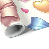 コケット誕生日ラッピング紙、弓、真珠&真珠 ラッピングペーパー (ロールコーナー)