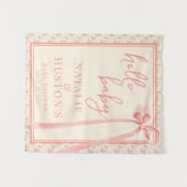 コケット赤面ピンクボウお洒落かわいいベビーシャワー タペストリー (正面(横))