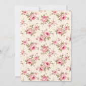 コケット赤面ピンクボウお洒落かわいいベビーシャワー 招待状 (裏面)