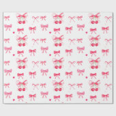 コケット赤面ピンクボウさくらんぼキュイガーリーート ラッピングペーパー (フラット)