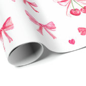 コケット赤面ピンクボウさくらんぼキュイガーリーート ラッピングペーパー (ロールコーナー)