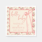 コケット赤面ピンクボウフローラベビーシャワーカスタム スタンダードカクテルナプキン (正面)