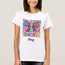 コケット鉛筆リボンレトロ教師ドット Tシャツ