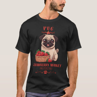 コケット風の犬のイチゴ市場 パウズ ピック Tシャツ