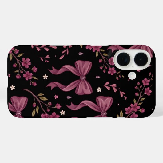 コケット風ピンクのリボンとフラワーのiPhoneケース Case-Mate iPhoneケース (裏面 (横))