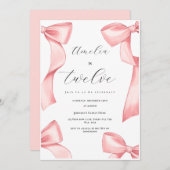 コケット12誕生日ガールピンクボウ13位18位 招待状 (正面/裏面)