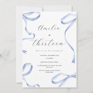 コケット13thパーティーガールブルーボウエレガントリボン 招待状