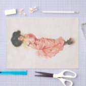 コケット、アンティークビクトリアンリトグラフプリント 薄葉紙 (クラフト)