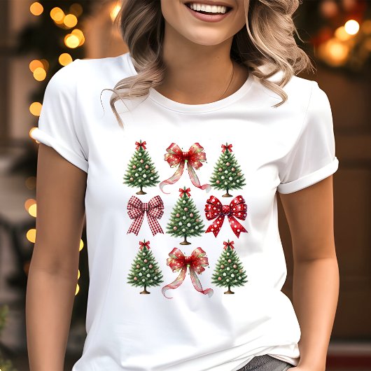 コケット クリスマス リボンとツリー トライブレンドTシャツ