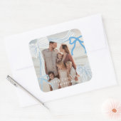 コケット – コアブルー弓フォトクリスマスホリデー スクエアシール (封筒)