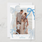 コケット – コアブルー淡い色のボウ4枚の写真クリスマス シーズンカード (正面)