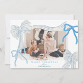 コケット – コアブルー淡い色のボウ4枚の写真クリスマス シーズンカード (正面)